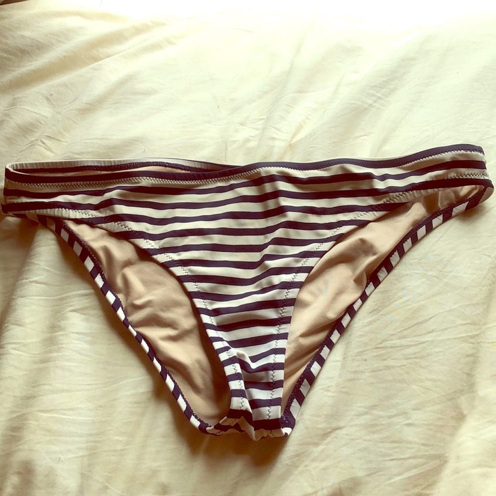 Navy and cream striped J Crew bikini bottoms